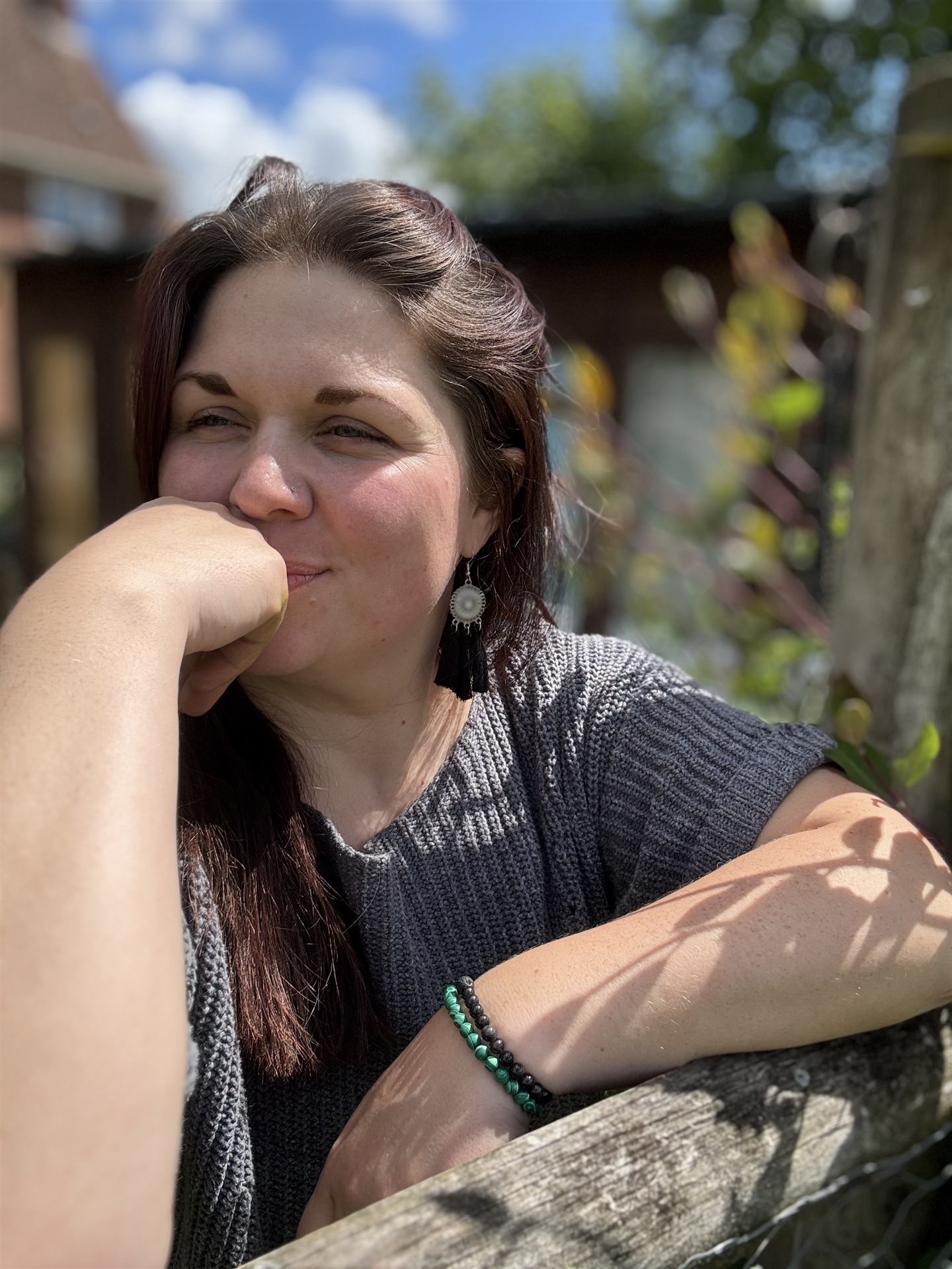 Hannah Monksummers laughing outdoors